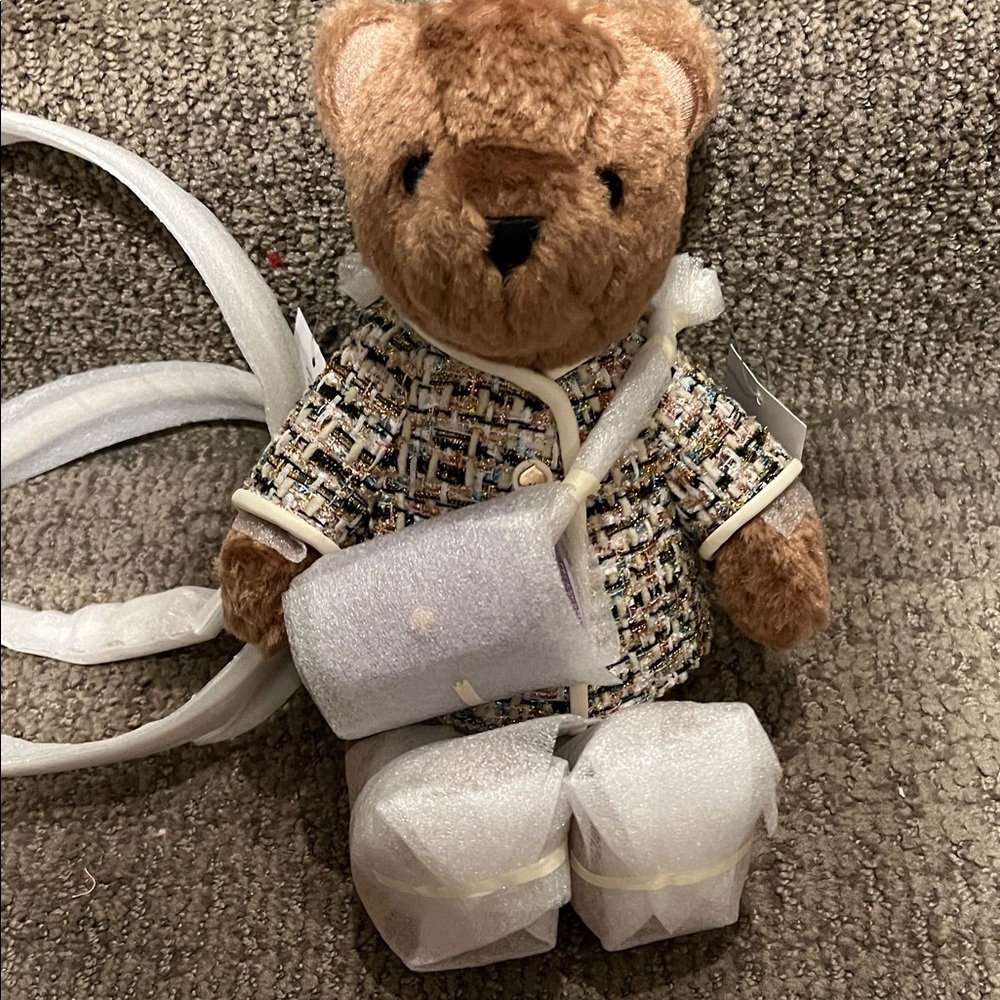 Kate Spade Plush Teddy Bear Crossbody with Tags Multicolor Outfit